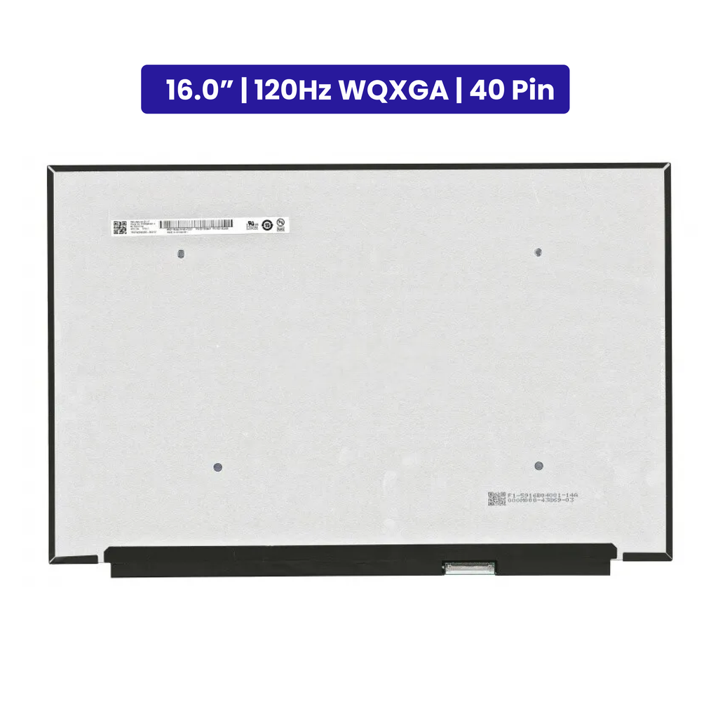 16.0-Inch - 120Hz WQXGA - 40 Pin